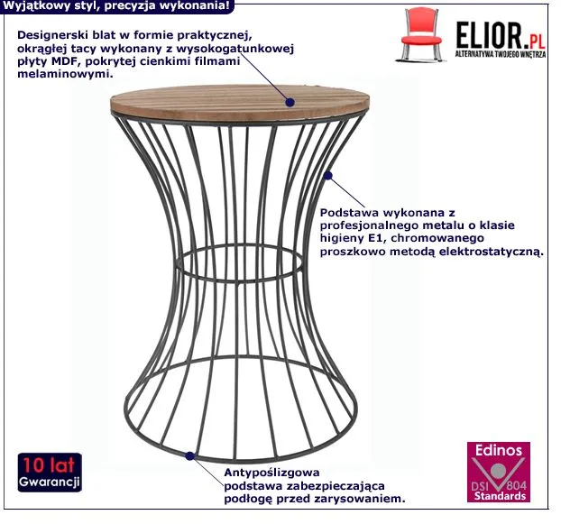 Modny stolik kawowy Rosilo 2X - loftowy