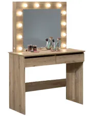 Toaletka z lustrem i oświetleniem LED dąb artisan - Priam w sklepie aosom.live