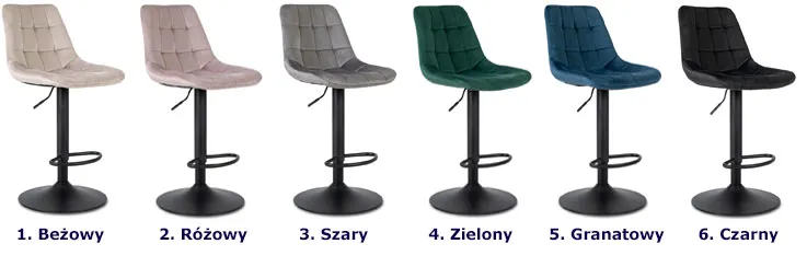 Szary obrotowy hoker welurowy pikowany Sarisa