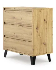 Komoda na nóżkach z 3 szufladami dąb artisan - Bilgo 4X w sklepie aosom.live