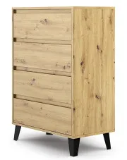 Komoda z 4 szufladami w stylu scandi dąb artisan - Bilgo 5X w sklepie aosom.live