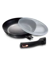 Czarna patelnia z odpinaną rączką 28 cm - Flavum 10X w sklepie aosom.live