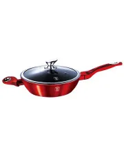 Czerwona elegancka patelnia z pokrywą 32cm - Motis 3X w sklepie aosom.live