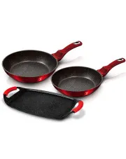 3 aluminiowe patelnie z powłoką granitową - Hesperia 7X w sklepie aosom.live