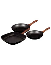 Komplet 3 aluminiowych czarnych patelni - Tulami 5X w sklepie aosom.live