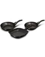 3 aluminiowe czarne patelnie z powłoką granitową - Tulami 6X w sklepie aosom.live