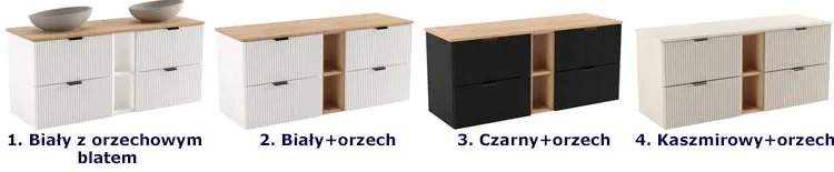 Czarno-orzechowa wisząca szafka pod umywalkę nablatową z szufladami Enda 7X