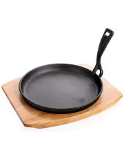 Żeliwna patelnia z odpinaną rączką i drewnianą deską 22cm - Valis 10X w sklepie aosom.live