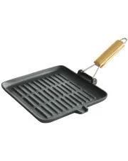 Żeliwna patelnia grillowa ze składanym uchwytem - Rosalia 24X w sklepie aosom.live