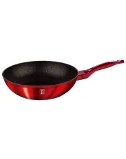 Nowoczesny czerwony wok granitowy na indukcję 28cm - Arwen 9X w sklepie aosom.live