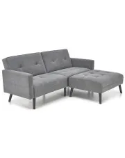 Popielata sofa rozkładana z podnóżkiem - Leris w sklepie aosom.live