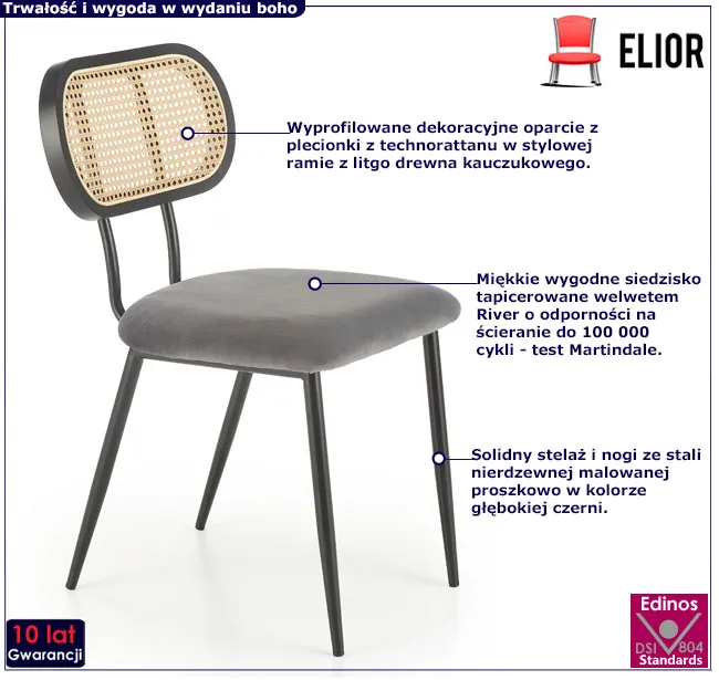 popielate krzesło w stylu boho Varris
