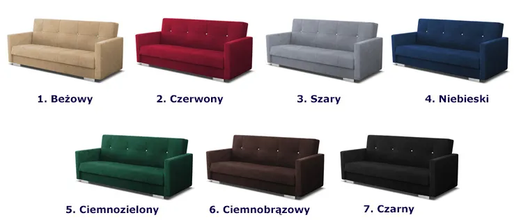 Dostępne kolory wersalki Rixi