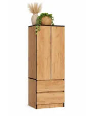 Dwudrzwiowa szafa z szufladami dąb craft - Deris 3X w sklepie aosom.live