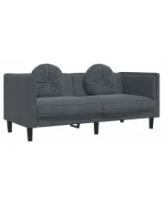 Ciemnoszara aksamitna sofa 2-osobowa z poduszkami - FINO 4X w sklepie aosom.live