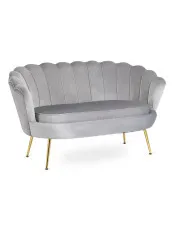 Szara welurowa sofa muszelka glamour - Deos w sklepie aosom.live