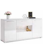 Biała duża komoda z witryną 150 cm - Wilhelm 16X w sklepie aosom.live