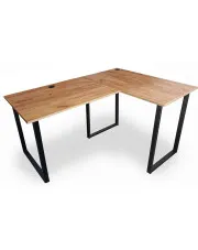 Narożne biurko na metalowych nogach 150x90x60 dąb craft złoty - Verdot w sklepie aosom.live