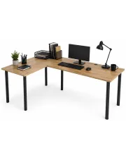 Duże narożne biurko loft regulowane 120x180x60 dąb craft złoty - Salvada w sklepie aosom.live