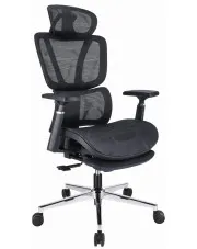 Czarny ergonomiczny fotel obrotowy z zagłówkiem i podnóżkiem -  Floris 4X w sklepie aosom.live