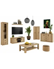 Klasyczny komplet mebli do salonu dąb truflowy - Rectano 3S w sklepie aosom.live