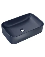 Granatowa ceramiczna umywalka nablatowa + korek - Corden 60 cm w sklepie aosom.live