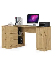Lewostronne biurko narożne z szufladami dąb artisan - Volume 3X w sklepie aosom.live