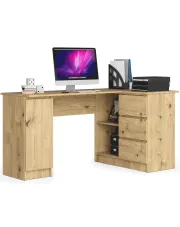 Prawe biurko narożne z szufladami dąb artisan  - Volume 4X w sklepie aosom.live