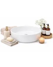 Biała okrągła umywalka ceramiczna na blat - Apulia w sklepie aosom.live