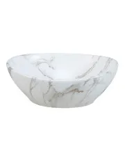 Biała okrągła umywalka ceramiczna z motywem marmuru - Afri w sklepie aosom.live