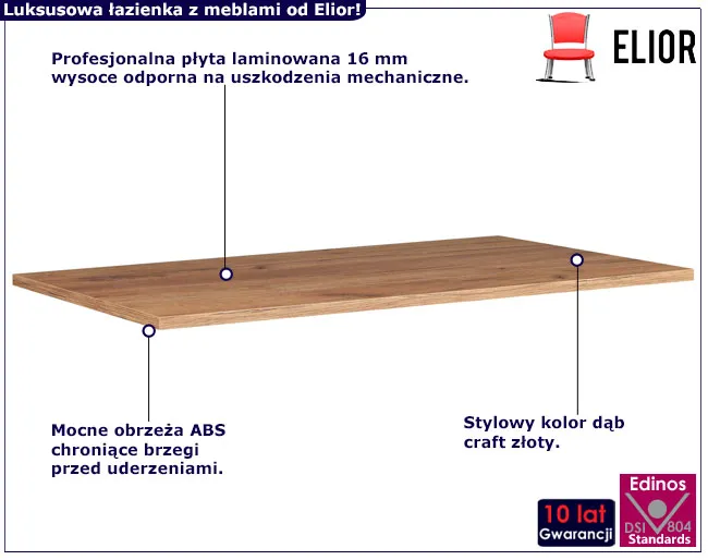 Blat łazienkowy Aploni 14X 140 cm dąb craft złoty