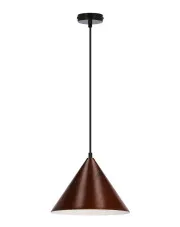 Lampa wisząca z drewnianym kloszem w kolorze orzecha - D281-Inox w sklepie aosom.live