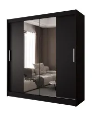 Czarna minimalistyczna szafa przesuwna z lustrem - Kaliope 4X w sklepie aosom.live