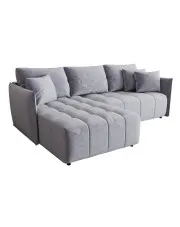 Błękitna welurowa sofa w kształcie litery L - Monetto w sklepie aosom.live