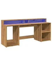 Podświetlane biurko 200 cm dąb artisan - Fixi w sklepie aosom.live