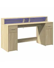 Duże biurko z szufladami i oświetleniem 160 cm dąb sonoma - Duna w sklepie aosom.live