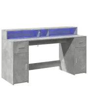 Biurko podświetlane z szafkami 160 cm beton - Duna w sklepie aosom.live