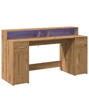 Duże biurko podświetlane z szufladami 160 cm dąb artisan - Duna w sklepie aosom.live