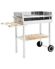 Grill węglowy srebrny na wózku z 2 półkami - Baso w sklepie aosom.live
