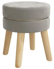 Ciemnoszary okrągły taboret drewniany - Viko w sklepie aosom.live