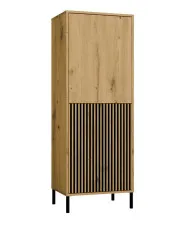 Wąska komoda z lamelami na nóżkach dąb artisan - Valdi 5X w sklepie aosom.live