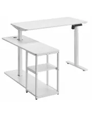 Białe ergonomiczne w kształcie litery L biurko elektryczne - Craftes w sklepie aosom.live