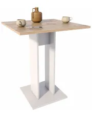 Kwadratowy stolik barowy dąb artisan + biały - Vosi w sklepie aosom.live