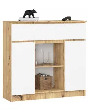 Wąska minimalistyczna komoda dąb artisan + biały - Nuvo w sklepie aosom.live