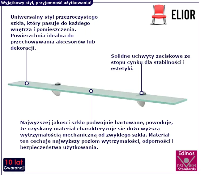 Szklana półka Imker do łazienki