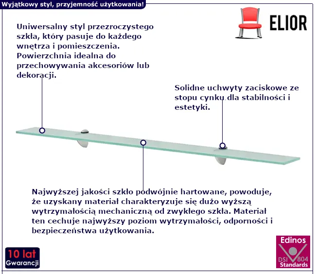 Szklana półka Imker do łazienki