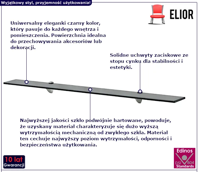 Szklana półka Imker do łazienki