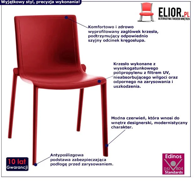 Designerskie krzesło Gilerio - czerwone