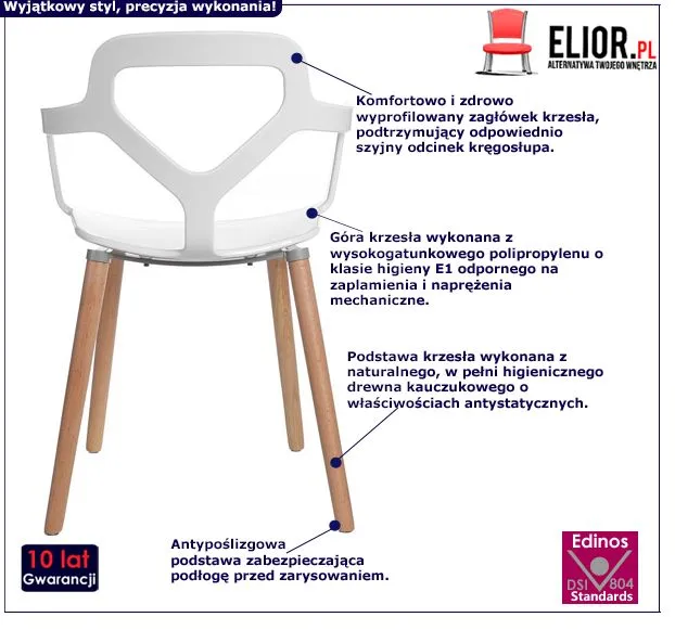 Designerskie krzesło Berina - białe