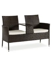 Brązowa sofa ogrodowa ze stolikiem - Bellaro w sklepie aosom.live